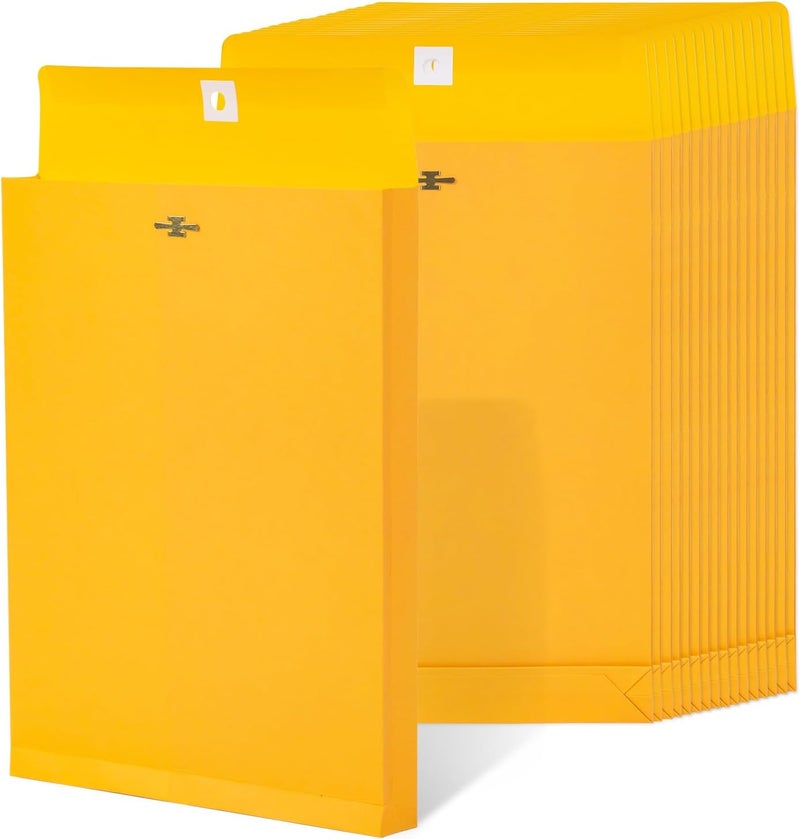 GIGYES Expandable Manilla Envelopes 9 x 12 with Reusable Clasp and Gummed Seal 25 Pack, 180 GSM Large Capacity Manilla Folders 8.5 x 11 Envelopes Mailing, for Home School Office Filing and Storing - Image 1